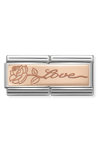 NOMINATION Link - DOUBLE ENGRAVED steel and gold 375 CUSTOM Love with flower