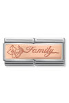 NOMINATION Link - DOUBLE ENGRAVED steel and gold 375 CUSTOM Family with flower