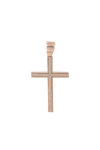 Ροζ χρυσός Βαπτιστικός σταυρός SAVVIDIS  από χρυσό 14Κ με ζιργκόν