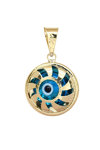 SAVVIDIS 9ct Gold Pendant with Enamel Eye in Front side and Holly Mother in Back Side