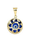 Ino&Ibo 9ct Gold Pendant with Enamel Eye and holes in heart shape
