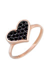 SAVVIDIS The Love Collection 9ct Rose Gold Heart Ring with Zircons (No 49.5)
