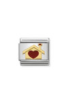 Σύνδεσμος (Link) NOMINATION με σχέδιο σπιτάκι και καρδιά στο κέντρο από σμάλτο και χρυσό 18 καρατίων