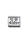 Σύνδεσμος (Link) NOMINATION - Children με δύο καρδίες από ασήμι 925 με ζιργκόν
