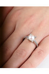 Ring 14ct White Gold by FaCaDoro with Zircon and Pearl (No 53)