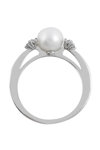 Ring 14ct White Gold by SAVVIDIS with Zircon and Pearl (No 54)