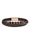 U.S.POLO Brandon Stainless Steel and Leather Bracelet with Beads