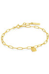 ANIA HAIE Chunky Chain Padlock Sterling Silver Gold Plated Bracelet with Zircon