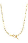 ANIA HAIE Knot T Bar Chain Starling Silver Gold Plated Necklace