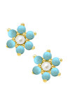 Earrings Flower 9K Gold with Enamel and Pearl by INO&IBO
