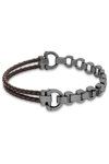 CERRUTI Baton Stainless Steel and Leather Bracelet
