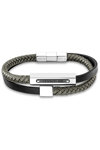 CERRUTI Flux Stainless Steel and Leather Bracelet