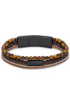 CERRUTI Tier 3 Stainless Steel and Leather Bracelet with Beads