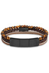CERRUTI Tier 3 Stainless Steel and Leather Bracelet with Beads