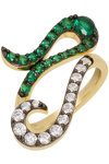 JCOU Like The Wind 14ct Gold-Plated Sterling Silver Ring with Green and White Zircon