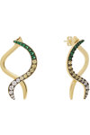 JCOU Like The Wind 14ct Gold-Plated Sterling Silver Earrings set with Green and White Zircon