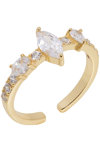 JCOU Multi Stone 14ct Gold-Plated Sterling Silver Ring with White Zircon