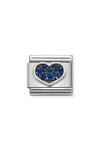 Nomination Link Heart made of Stainless Steel and Sterling Silver with Zircons