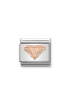 Σύνδεσμος (Link) NOMINATION διαμάντι από ατσάλι και ροζ χρυσό 9K