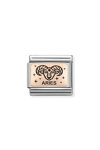 Nomination Link Aries made of Stainless Steel and 9ct Rose Gold with Enamel