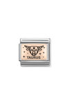 Nomination Link Taurus made of Stainless Steel and 9ct Rose Gold with Enamel