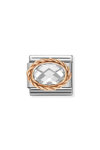 Nomination Link made of Stainless Steel and 9ct Rose Gold with Zircon