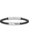 POLICE Hardware Stainless Steel and Leather Bracelet