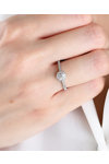 Μονόπετρο δαχτυλίδι FaCad'oro από λευκόχρυσο 18K με διαμάντι και ζαφείρι (Νο 54)