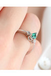 Solitaire Ring 18ct White Gold with Diamond and Emerald by FaCaDoro (No 53)