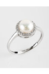 14ct White Gold Ring by SAVVIDIS with Zircon and Pearl (No 53)