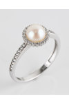 14ct White Gold Ring by SAVVIDIS with Zircon and Pearl (No 56)