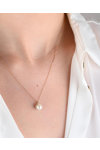 14ct Rose Gold Necklace with Zircons and Pearl by SAVVIDIS