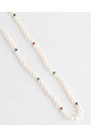 Fresh Water Pearl,Sapphire, Ruby and Emerald Necklace With a 14ct Gold Clasp