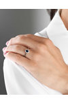 Δαχτυλίδι μονόπετρο FaCad'oro από λευκόχρυσο 18K με διαμάντι και ζαφείρι (Νο 52)