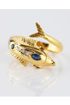 Δαχτυλίδι δελφίνι SAVVIDIS από χρυσό 18Κ με διαμάντια και ζαφείρια (No 56)
