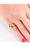 SAVVIDIS 18ct Gold Snake Ring with Diamonds and Sapphires (No 52)