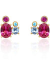 Σκουλαρίκια DOUKISSA NOMIKOU Happiness Stud Earrings (Ruby and Blue Zircon Stones)