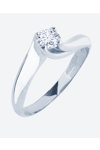 SOLEDOR Twisted 14ct White Gold Solitaire Ring with Zircon (No 51)
