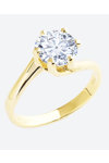 SOLEDOR Twisted 14ct Gold Solitaire Ring with Zircon (No 52)