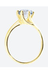 SOLEDOR Twisted 14ct Gold Solitaire Ring with Zircon (No 52)