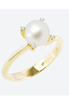 Μονόπετρο δαχτυλίδι SOLEDOR της σειράς Pearl Sparkle από χρυσό 14Κ με μαργαριτάρι (Νο 54)