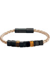 CERRUTI Chiselled Stainless Steel and Leather Bracelet