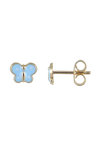 9ct Gold Earrings in Butterfly shape with Enamel and Zircons by Ino&Ibo