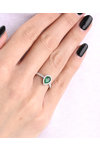 18ct White Gold Ring with Diamonds and Emerald (No 54)