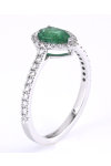 18ct White Gold Ring with Diamonds and Emerald (No 54)