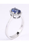 18ct White Gold Ring with Diamonds and Sapphire (No 53)