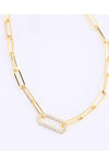 Gold plated Sterling Silver Paperclip Necklace with Ζιrcons by KIKI Star Collection