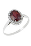 18ct White Gold Solitaire Engagement Ring with Ruby and Diamonds by FaCaD’oro (No 55)