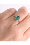 18ct White Gold Solitaire Engagement Ring with Emerald and Diamonds by Savvidis (No 53)