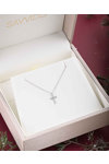 18ct White Gold Cross Necklace with Diamond by Savvidis